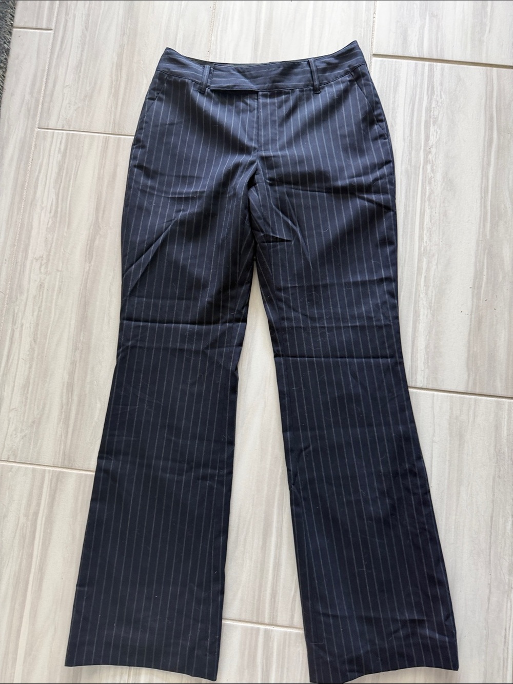 Banana Republic Navy Pinstripe Trousers. Harrison fit.